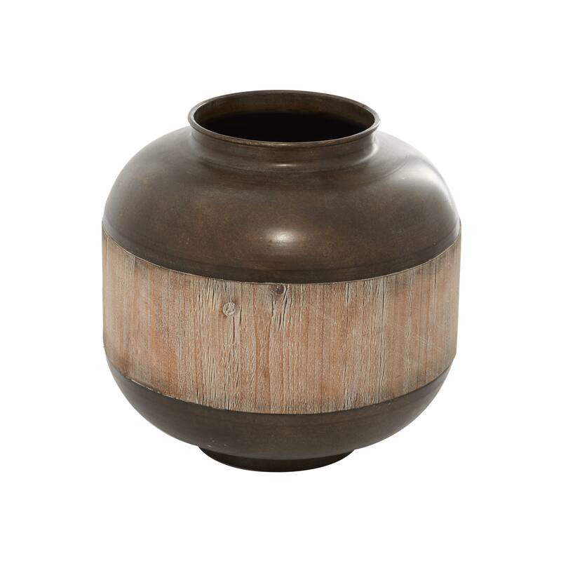 Brown Metal Living Room Decorative Jars with Wood Lids