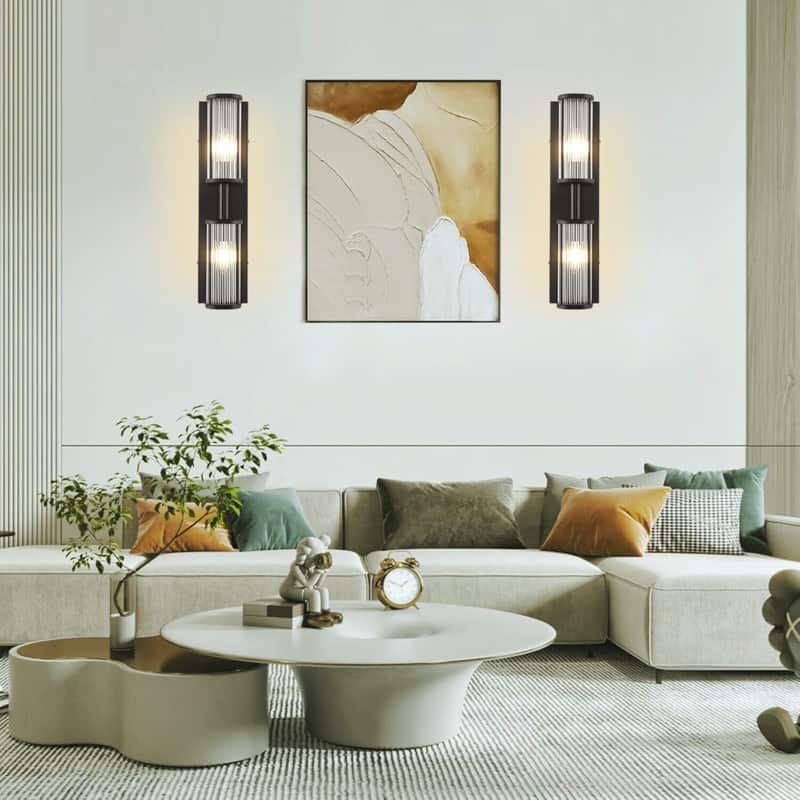 2 Pack vanity lights for mirror black wall sconces metal bathroom light fixtures