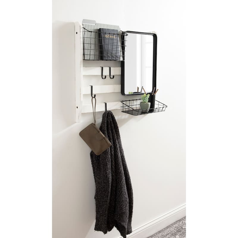 Kate and Laurel Tanner Wall Organizer with Mirror and Hooks