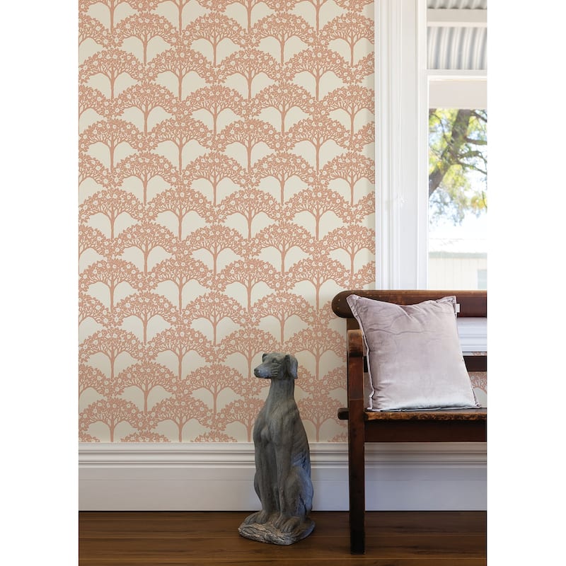 A-Street Prints Dawson Rust Magnolia Tree Wallpaper