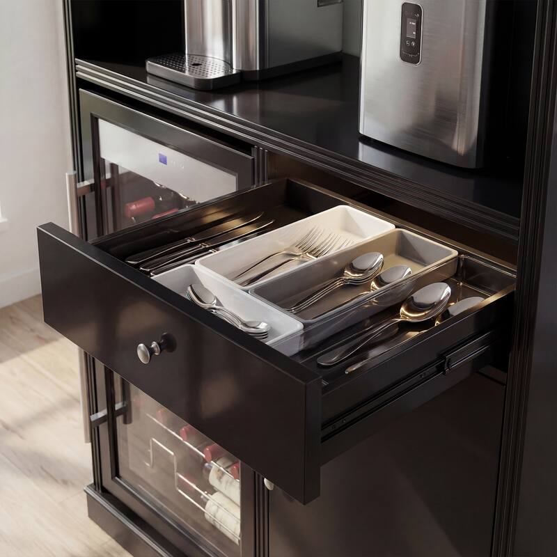 Wine Bar Cabinet with Mini Fridge Space & 34 Bottle Wine Cooler, 39" Coffee Bar Cabinet Freestanding Buffet Sideboard