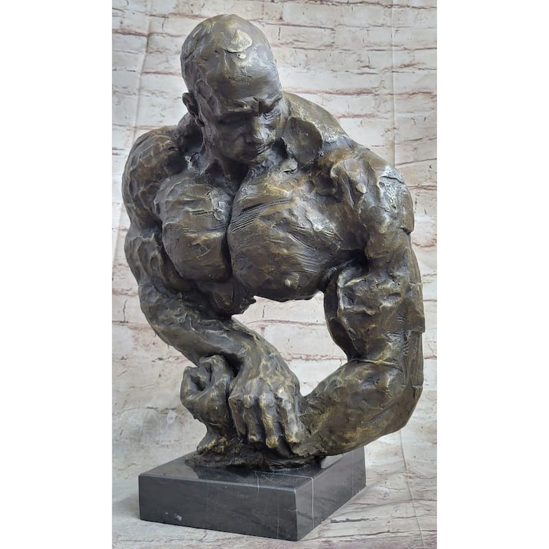Bodybuilder Muscle Man Muscular Male Torso Abstract Bronze Statue Sculpture Trophy