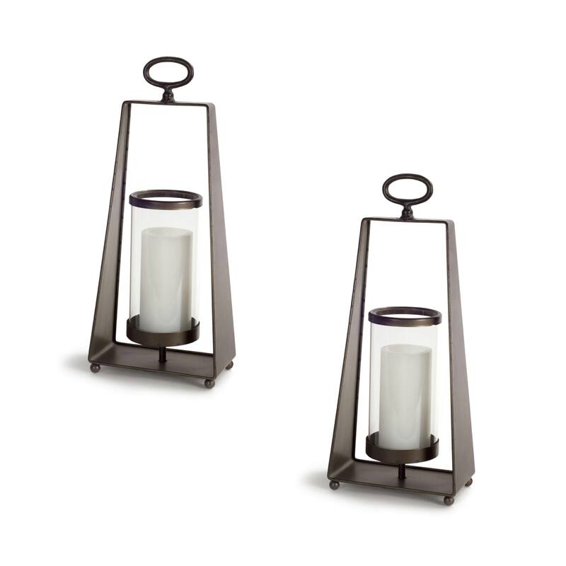 Metal Candle Holder (Set of 2) - Brown