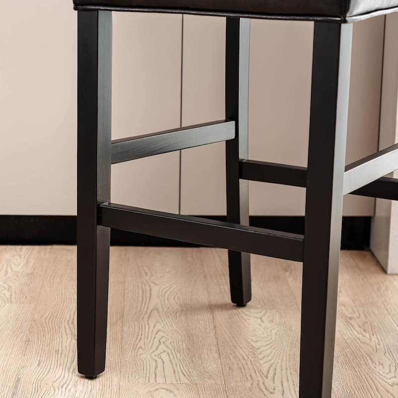 Glitzhome Set of 2 45"H PU Riveted Upholstered Bar Stools Pub Chairs