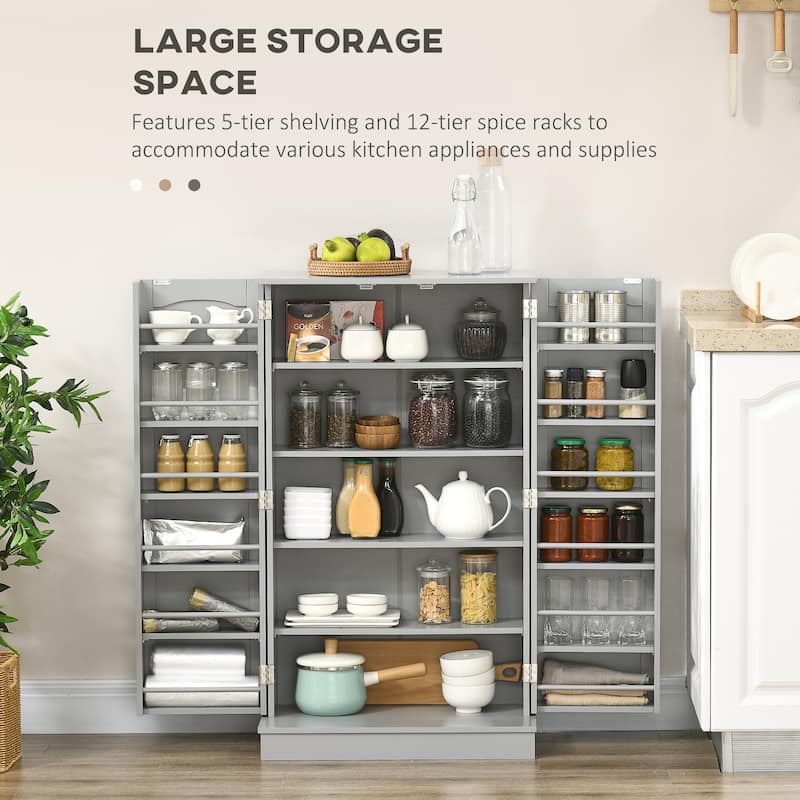 41" Kitchen Pantry Storage Cabinet, Freestanding Kitchen Cabinet with 12 Door Shelves, Double Doors