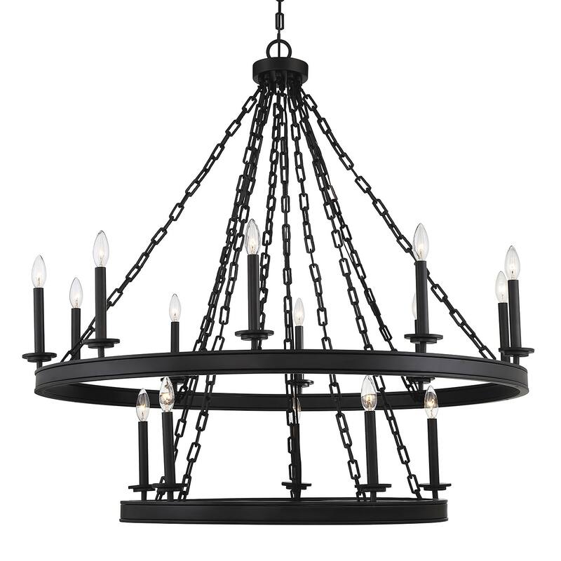 Savoy House Seville 15 Light 45" Wide Taper Candle Chandelier - Matte Black