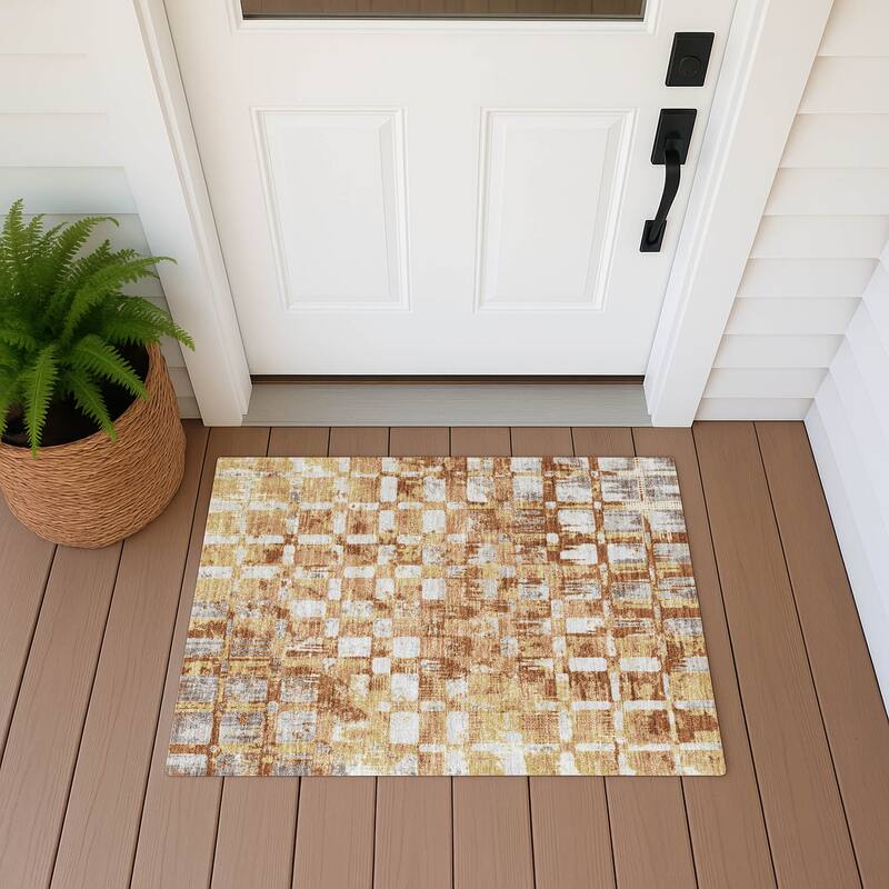 Machine Washable Indoor/ Outdoor Casual Foxfield Chantille Rug - Copper - 1'8" x 2'6"