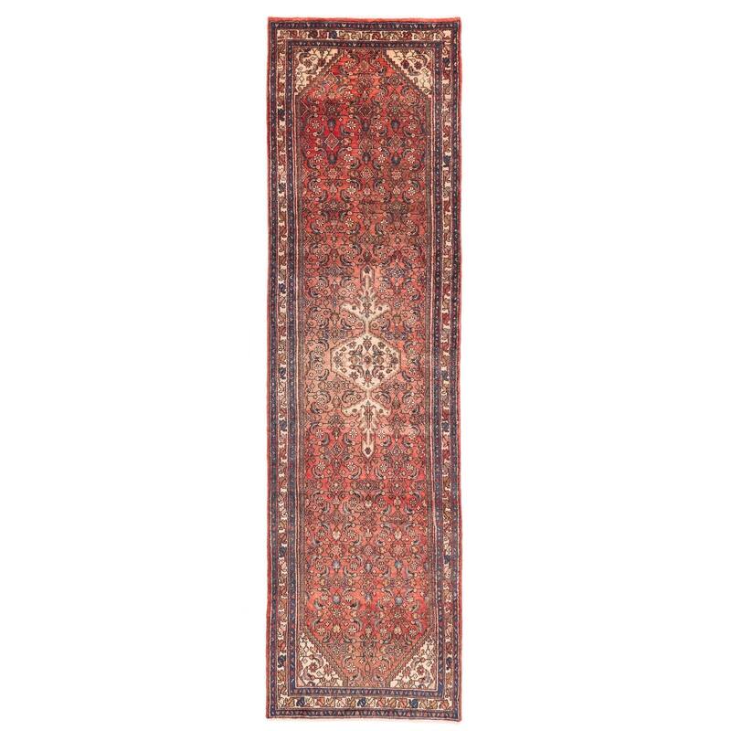 ECARPETGALLERY Hand-knotted Andelz Red Wool Rug - 3'5 x 13'5