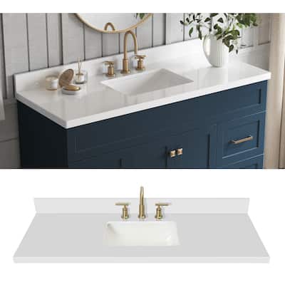 YASINU 60 inch Single Sink White Quartz Vanity Top(Not include cabinet)