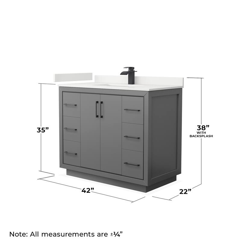 Wyndham Collection WCF111142S-QTZ-UNSMXX Icon 42" Free Standing Single
