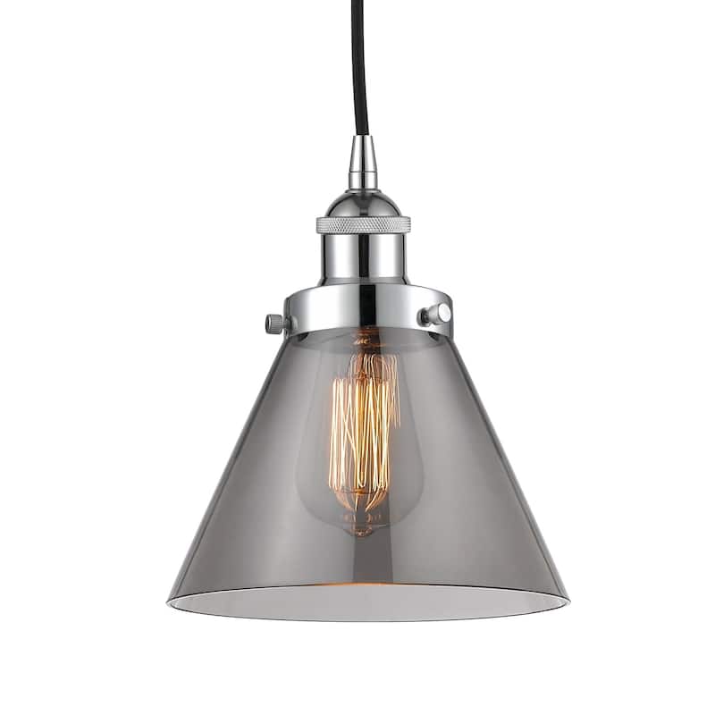 Innovations Lighting 616-1PH-10-8 Cone Pendant Cone 8" Wide Mini - Polished Chrome / Plated Smoke