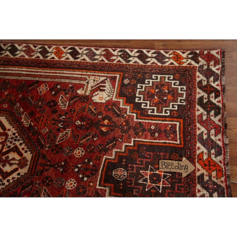 Qashqai Persian Vintage Area Rug Hand-Knotted Wool Carpet - 5'2"x 8'0"