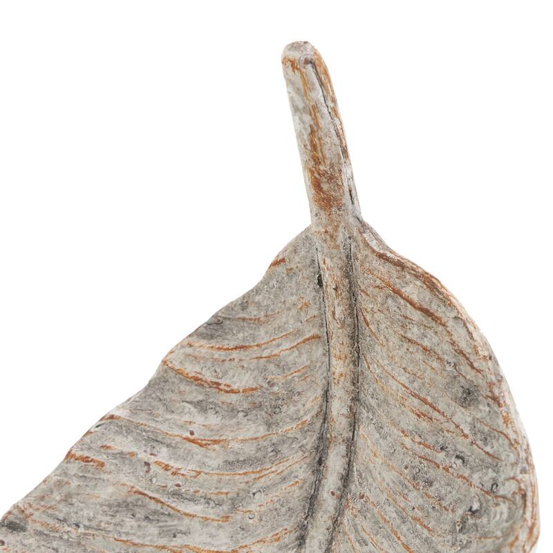 Champagne Resin Textured Leaf Decorative Decorative Bowl with Brown Details (Set of 2)