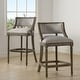 preview thumbnail 27 of 72, Paris Farmhouse Counter and Bar Stool with Backrest Set of 2 - Light Heathered Grey Linen - Counter height