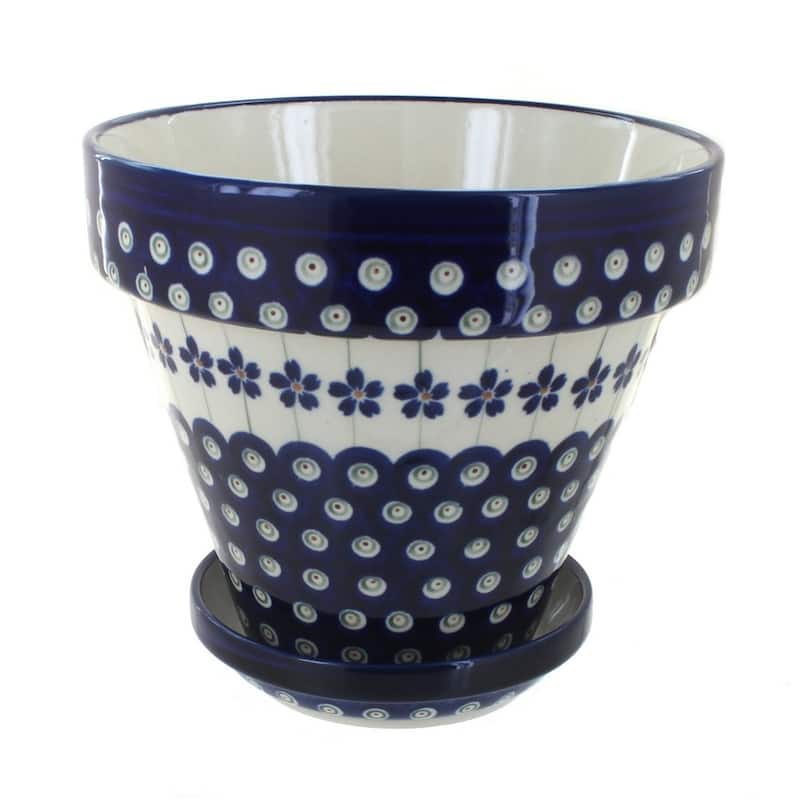 Blue Rose Polish Pottery 891-893 Zaklady Medium Flower Pot