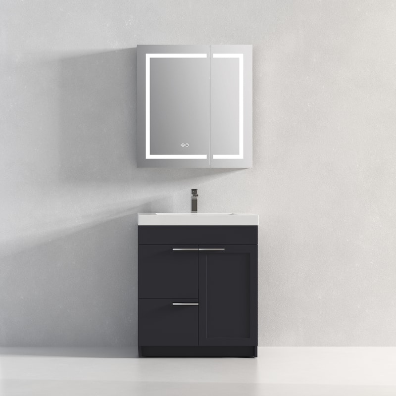 Blossom Hanover 30 Inch Bathroom Vanity with Topmount Acrylic Sink - Charcoal