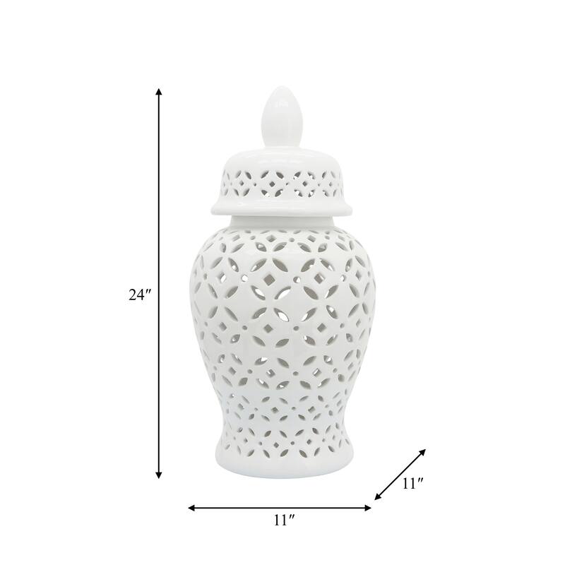 Sagebrook Home Neutral Ceramic Temple Ginger Jar