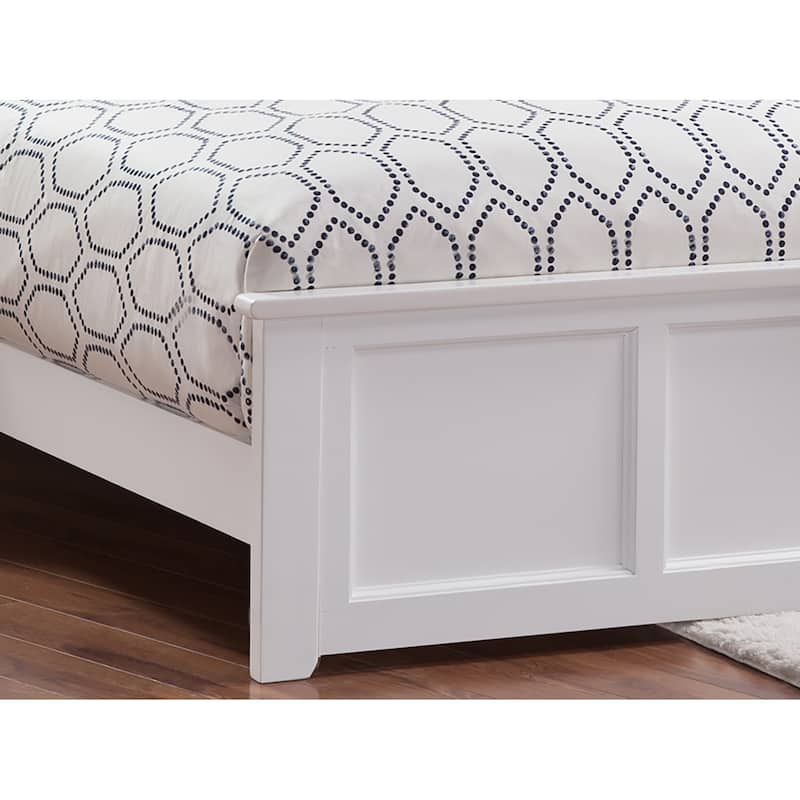 Low Profile Platform Bed with Footboard - No Foundation Needed - White Finish - Includes Turbo Charger