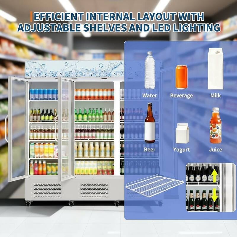 3 Glass Door Display Refrigerator, 54.3 Cu.Ft.