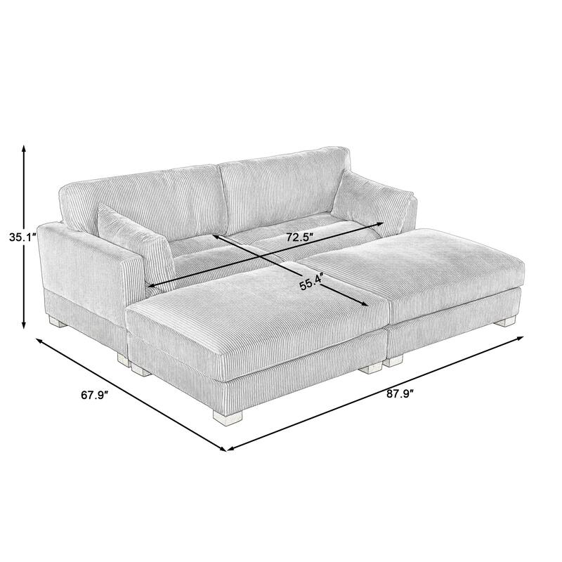 Sectional Sofa Set Modular Couch with Ottomans