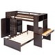 preview thumbnail 11 of 17, Twin Size Loft Bed with a Stand-Alone Bed, Wood Guardrail Bed with Desk and Storage Wardrobe