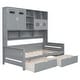 preview thumbnail 4 of 8, Grey Twin Size Wooden Daybed with 2 Drawers, and All-in-One Cabinet and Shelf
