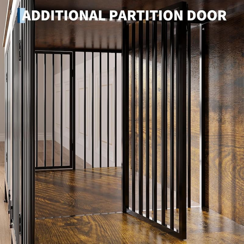 79" Heavy Duty Double Dog Crate Furniture for Medium/ Large Dogs