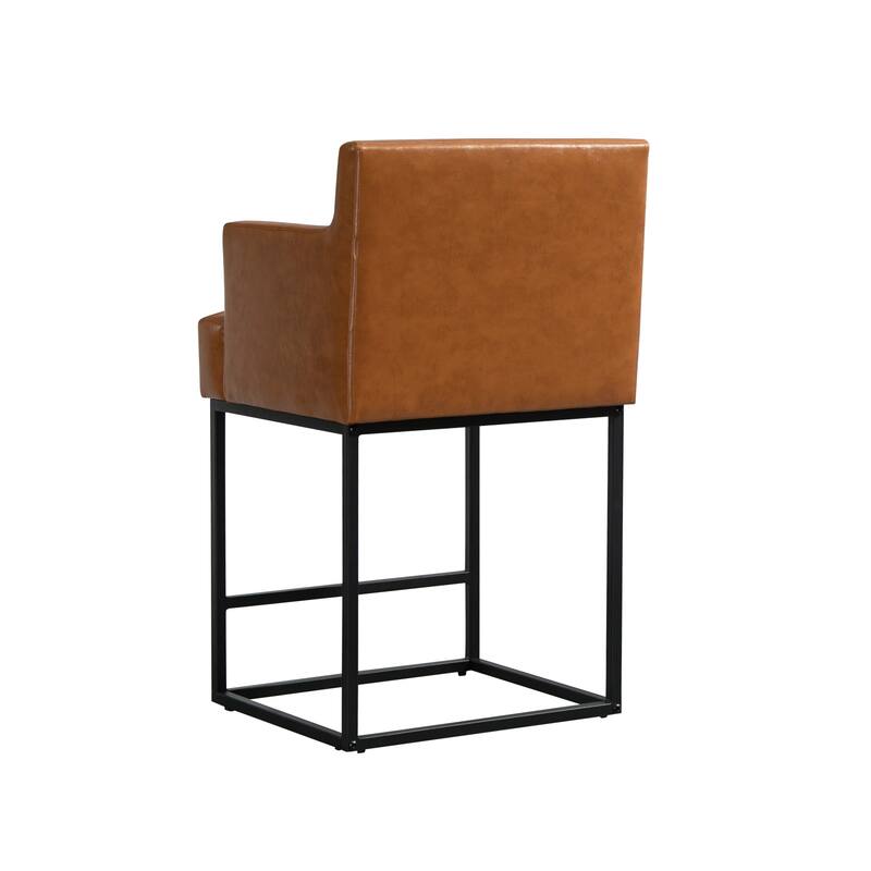 House Hold Counter Height Bar Stools Set of 2,Modern Square PU Bar Stool