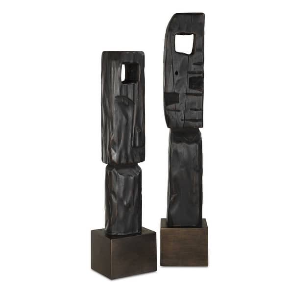 slide 2 of 6, Uttermost Cipher Black Wood Totems Set/2 - 5.125"W x 4.5"D x 27.25"H