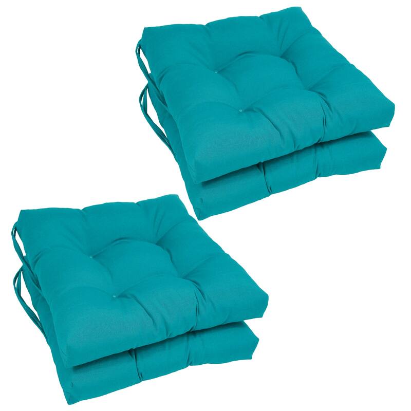16-inch Square Indoor Chair Cushions (Set of 2, 4, or 6) - 16" x 16" - Set of 4 - Aqua Blue