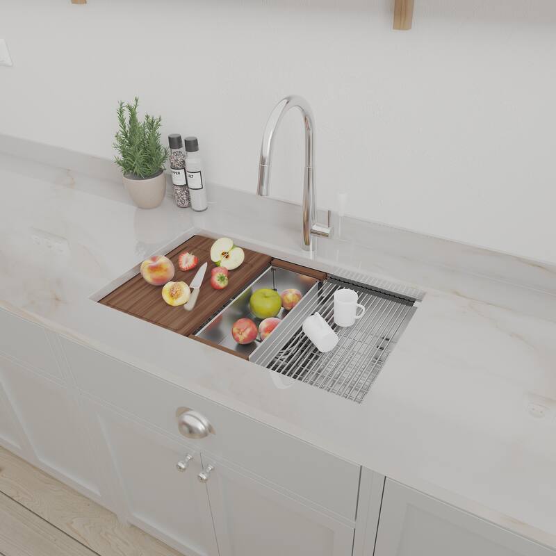 Undermount Workstation Kitchen Sink Single Bowl Sink with Accessories