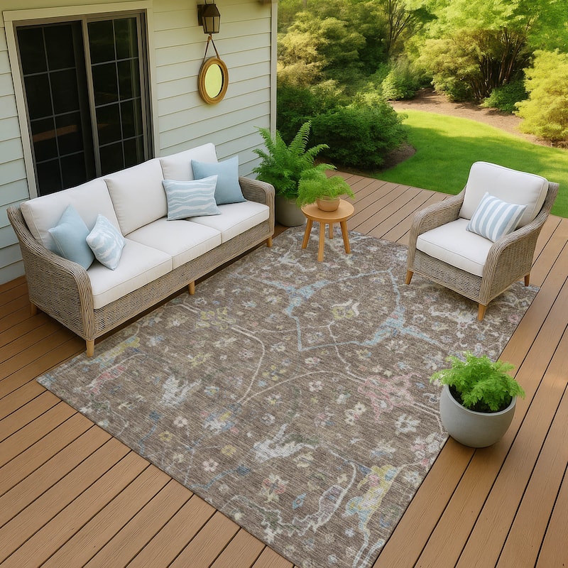 Machine Washable Indoor/ Outdoor Traditional Classic Chantille Rug - Brown - 2'6" x 3'10"