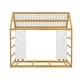 preview thumbnail 10 of 26, Twin Size House Bed Wooden Kids Bed Floor Bed with Fence and Semi-Enclosed Roof, 2 Movable Wardrobes Practical and Functional