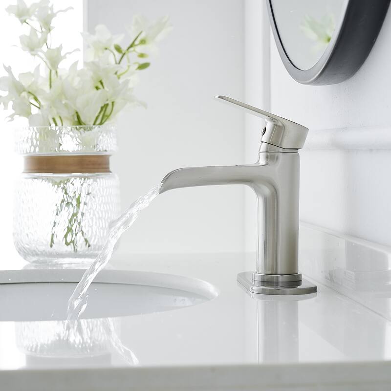Single Handle Waterfall Spout Sink Faucet with Drain Assembly