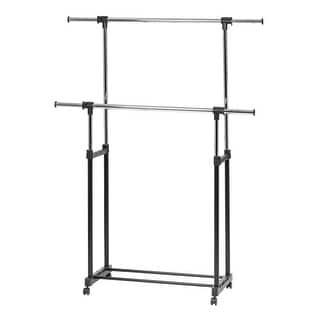 Garment Rack Extender Adjustable and Extendable Double-Rod Clothes Garment Rack with Lockable ...