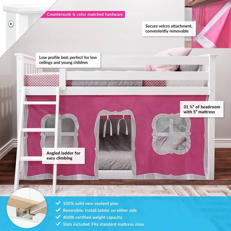 Max and Lily Twin over Twin Low Bunk with Curtains