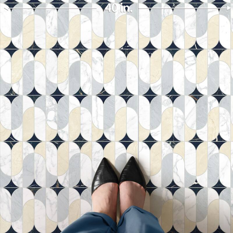 Merola Tile Reve Ovales Deco 23-1/2" x 47-1/8" Porcelain Floor and Wall Tile