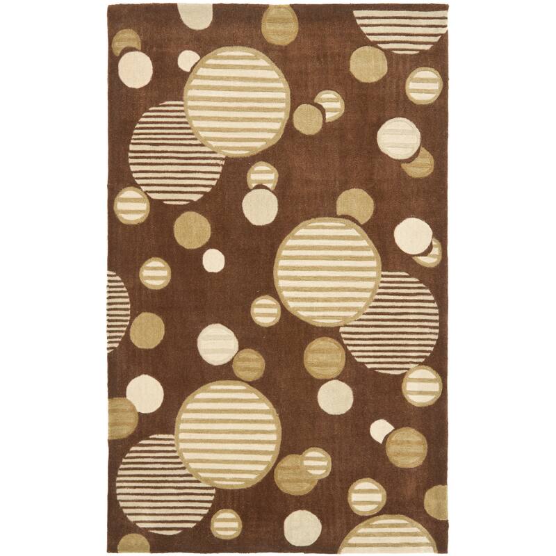 SAFAVIEH Handmade Modern Art Hanke Modern Polyester Rug - 4' x 6' - Brown/Multi - Rectangle