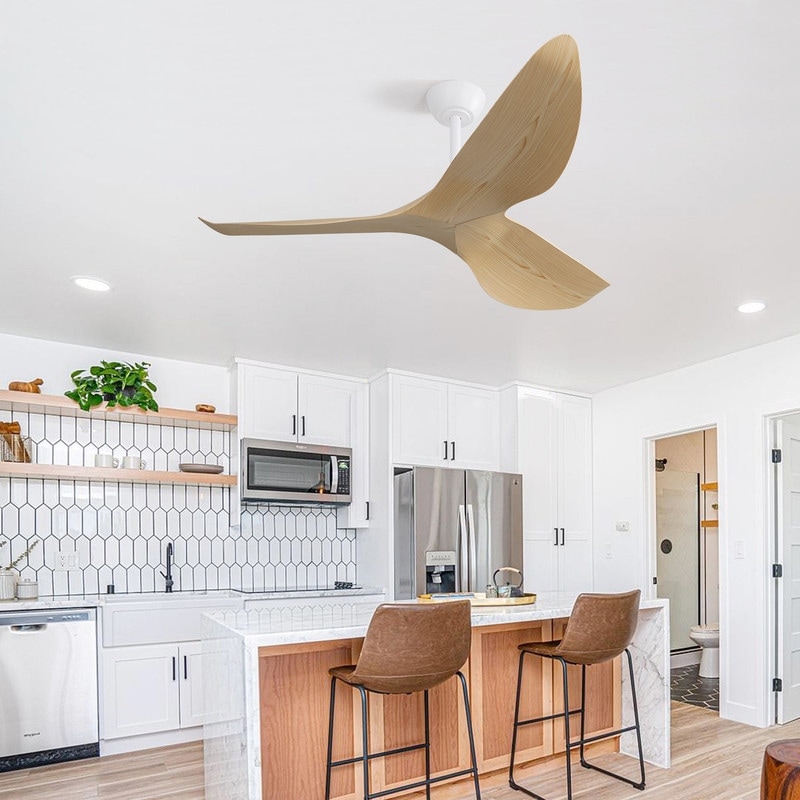 52 in. White Ceiling Fan with 3 ABS Blades, 6-Speed DC Motor, Remote, No Light, Indoor/Outdoor Use