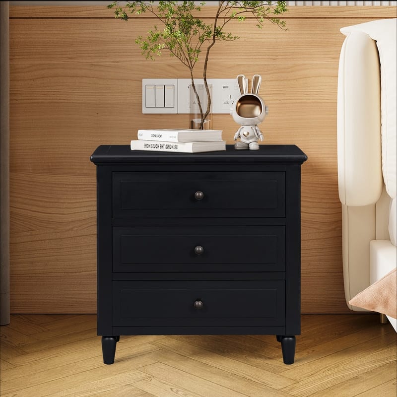 3-Drawer Wooden Nightstand