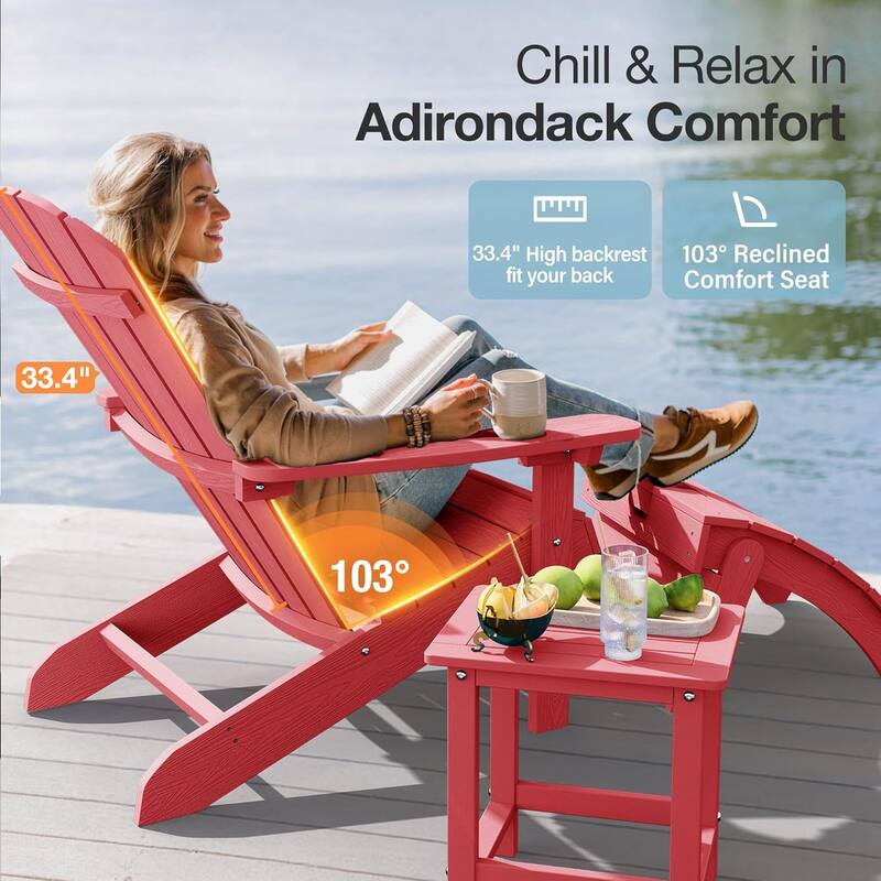 WINSOON All Weather HIPS Outdoor Plastic Adirondack Chairs Set of 4