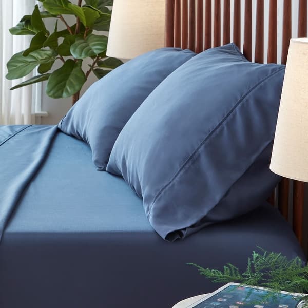 Cooling Pillowcase Set Of 2, Queen Size 20x30, Blue - CoolSpan Fabric With Hidden Zipper