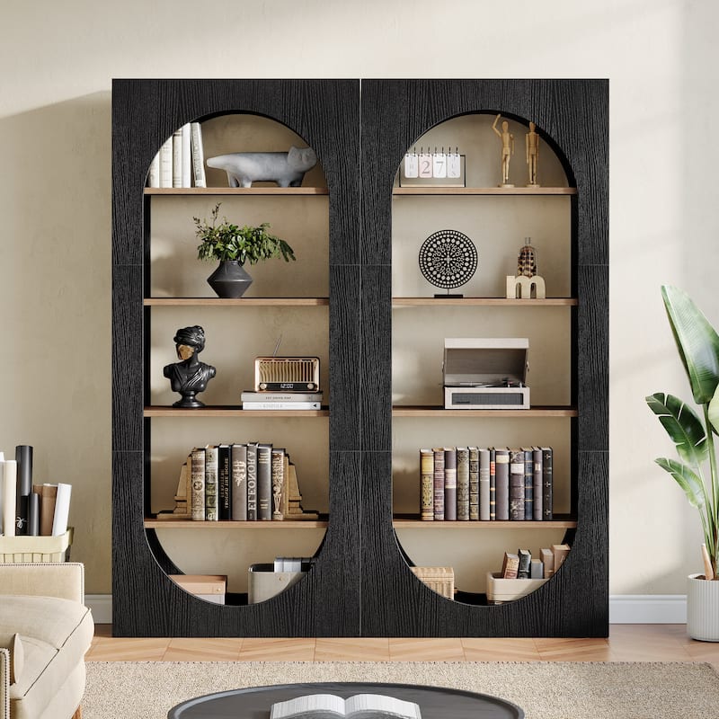 6-Tier Modern Bookcase, 70.9 Inches Tall Arched Bookshelf