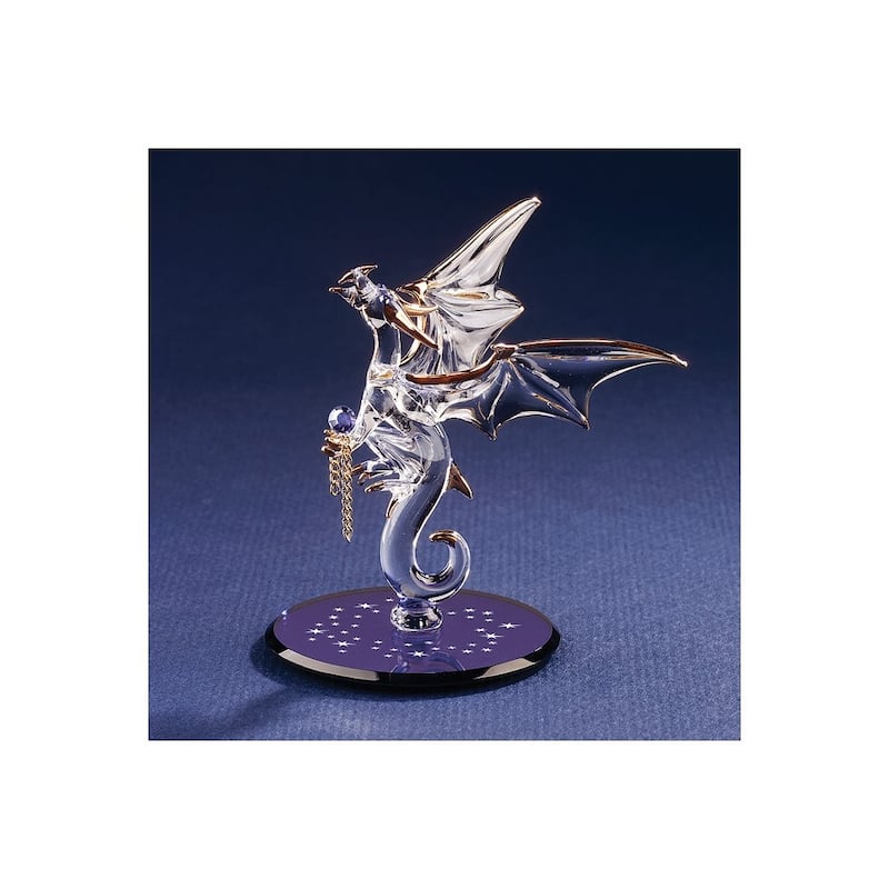 Curata Dragon with Stars Crystal Accented Handcrafted Glass Figurine