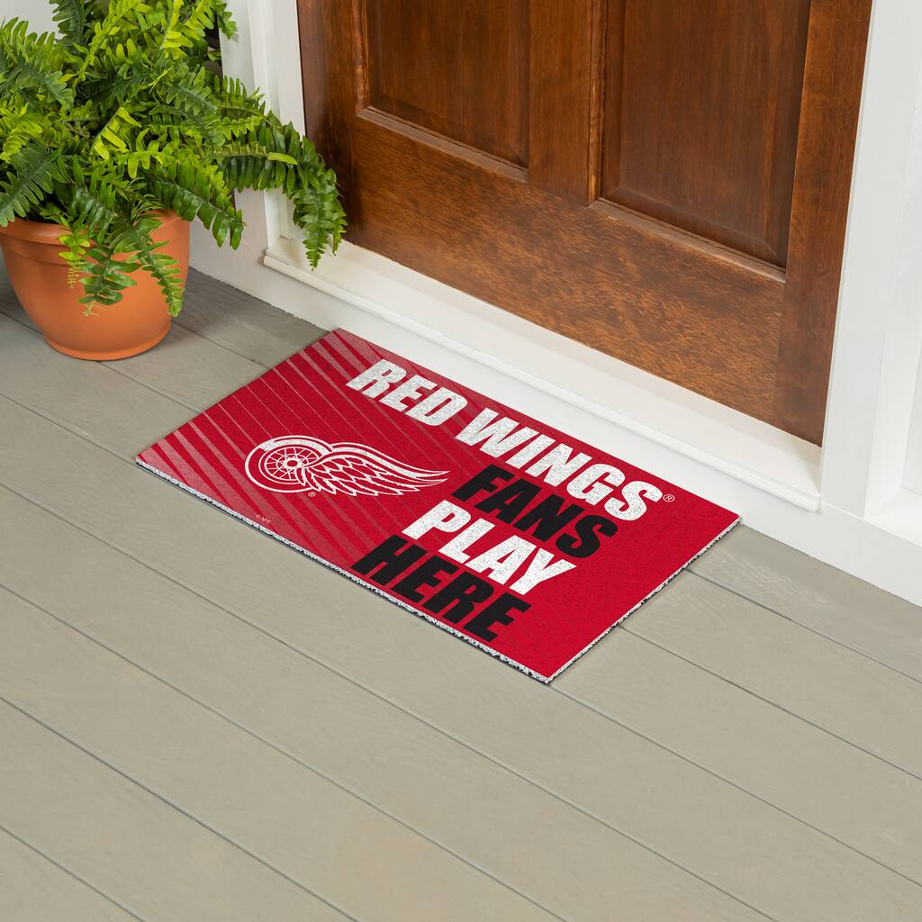 28 in. x 16 in. Detroit Red Wings "Fans Play Here" PVC Door Mat