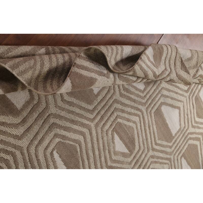 Geometric / Modern Area Rug Handmade Wool Carpet - 8'1"x 9'9"