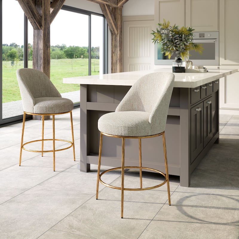 Nordhavn Swivel Counter Stool Beige & Gold - Beige/Gold