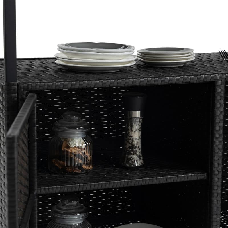 Patio Wine Serving Cart w/Wheels for Porch Backyard