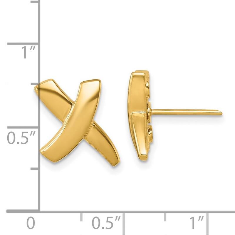 Curata 18k Yellow Gold 16.5x11mm Abstract Designer X Post Earrings