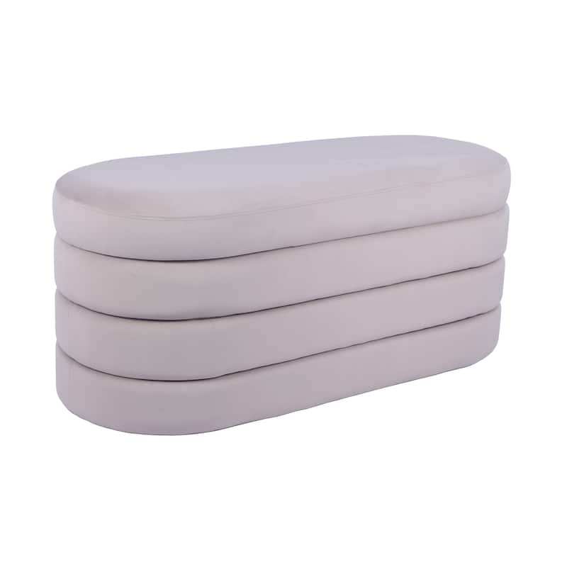 Velvet Storage Ottoman Bench MDF Frame Modern Living Room Bedroom